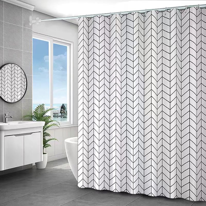 TIKABC White Grid Shower Curtain Liner, 4G PEVA Shower Liner, Plastic Peva Waterproof Shower Curtains, 72x72 inch with Grommet Holes 3 Magnetic Weights - Image 1